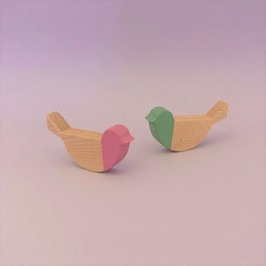 Euca wooden bird figurines forest pair