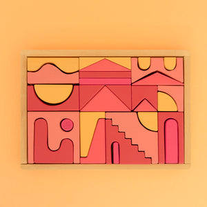 Euca Wooden Block Set - Abstract Desert Puzzle - Australian made