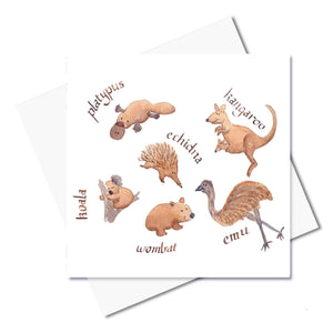 J. Callaway Designs Watercolour greeting card Aussie Animals