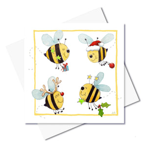 J. Callaway Designs Watercolour greeting card Bee Christmas
