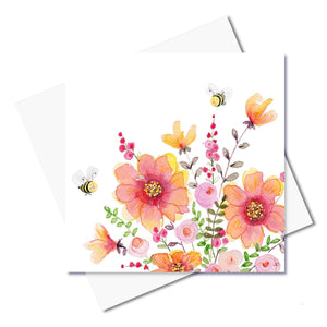J. Callaway Designs Watercolour greeting card Bees and Flowers