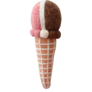 Juni Moon felt play food ice cream cone neopolitan
