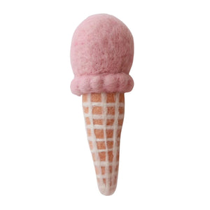 Juni Moon felt play food ice cream cone strawberry