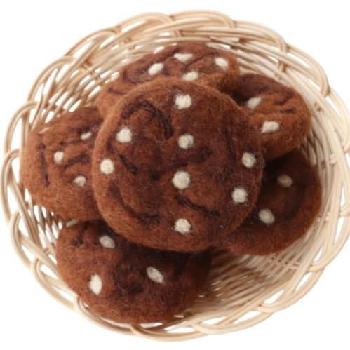 Double Choc Chip Cookies set of 6 - felt pretend play food - Juni Moon