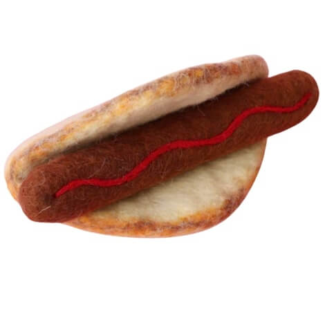 Sausage in Bread with Sauce - felt pretend play food - Juni Moon
