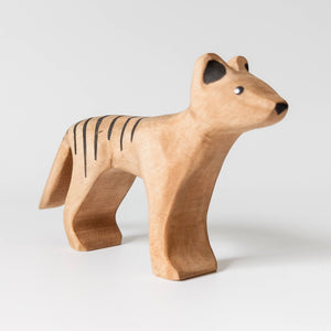 Nom Handcrafted handmade wooden animal figurine Tasmanian tiger thylacine