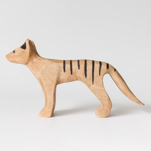 Nom Handcrafted handmade wooden animal figurine Tasmanian tiger thylacine