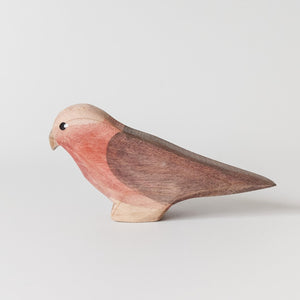 Nom Handcrafted handmade wooden animal figurine pink galah
