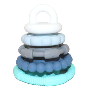 Jellystone Designs silicone rainbow stacker teething toy ocean