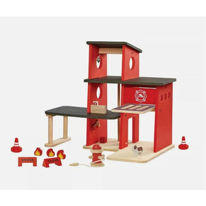 PlanToys sustainable wooden fire station playset