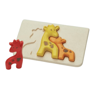 PlanToys sustainable wooden puzzle toy giraffe family