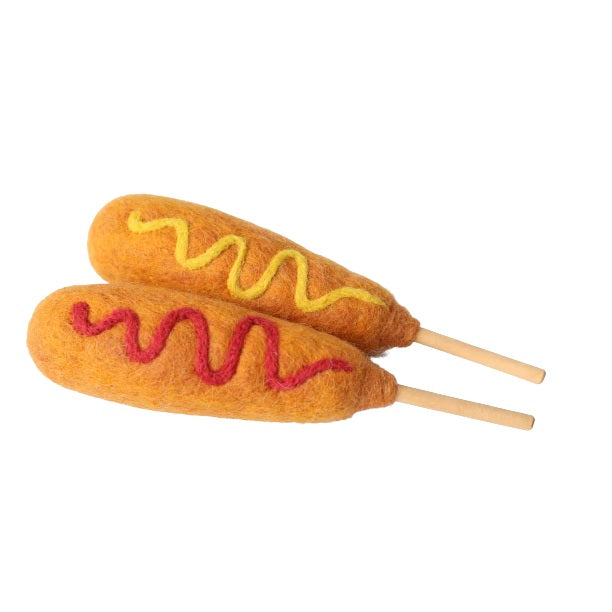 Dagwood Dog - felt pretend play food - Carnival Corn Dog - Juni Moon