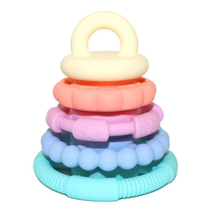 Jellystone Designs silicone rainbow stacker teething toy pastel