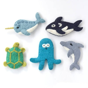 Organic Felt Finger Puppet Set - Ocean & Sea Creatures (B)