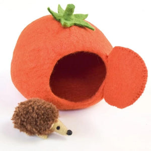 Handmade Felt Play Set - Tomato House with Hedgehog Toy
