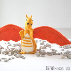 Felt dragon toy orange dragon by Tara Treasures