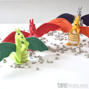 Felt dragon toy assorted colours by Tara Treasures