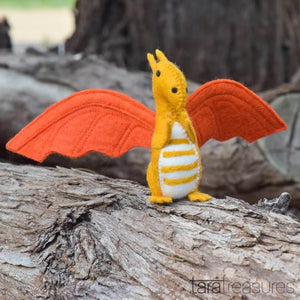 Felt dragon toy orange dragon by Tara Treasures