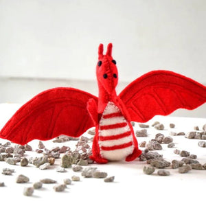 Felt dragon toy red dragon by Tara Treasures