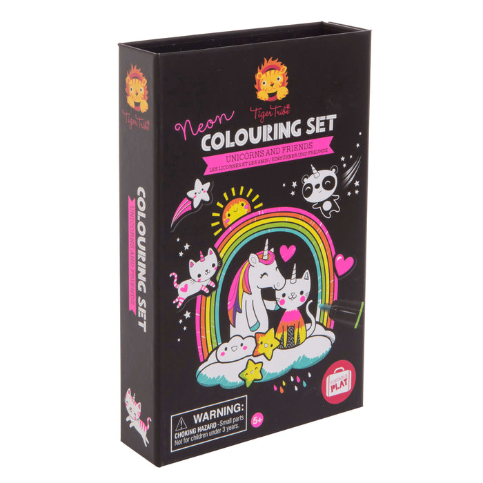 Tiger Tribe Neon Colouring Art Set - Unicorns and Friends