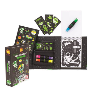 Tiger Tribe Neon Colouring Kids Craft Set Outer Space